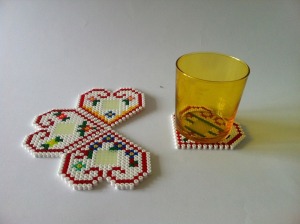 pixelated licitar hearts - coasters